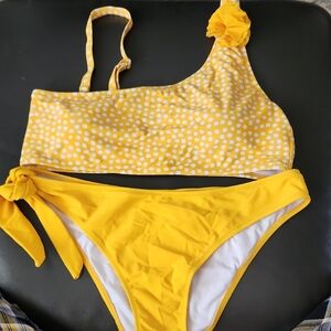 Yellow Polka Dot Kids Swim Set